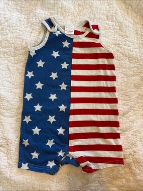 Hanna Andersson Red, White & Blue Star Stripe Baby Romper
